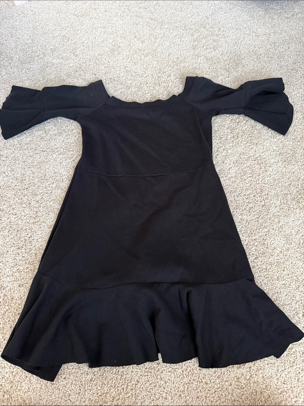 Free People Black Off-Shoulder Ruffle Hem Dress